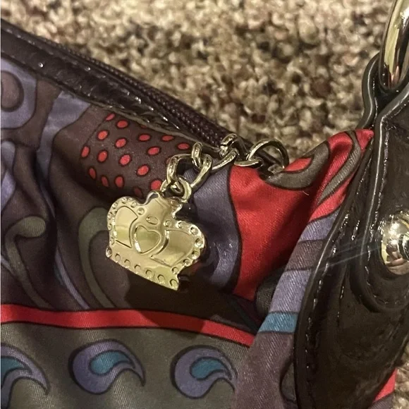 Kathy Van Zeeland Y2K Hobo Boho Red Black Purple Floral Fabric Gem Accents Bag - Picture 6 of 10